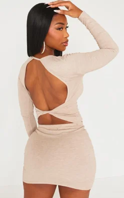 Shape Oatmeal Melange Long Sleeve Crop Top