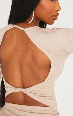 Shape Oatmeal Melange Long Sleeve Crop Top