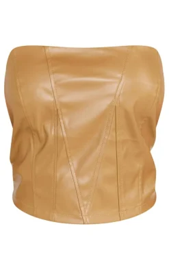 Shape Olive Faux Leather Longline Bandeau