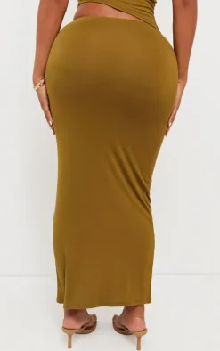 Shape Olive Jersey Asymmetric Waist Maxi Skirt