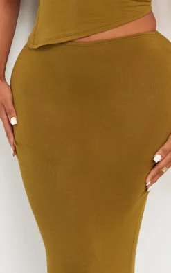Shape Olive Jersey Asymmetric Waist Maxi Skirt