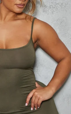 Shape Olive Khaki Jersey Strappy Maxi Dress