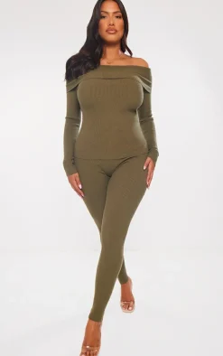 Shape Olive Knit High Waist Leggings