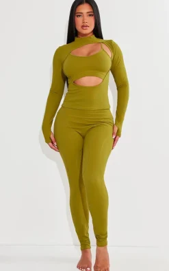 Shape Olive Sculpted Seam Detail High Waist Leggings
