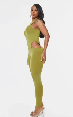 Shape Olive Seamless Cut Out Jumpsuit