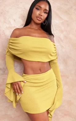 Shape Olive Sheer Mesh Basic Low Rise Mini Skirt