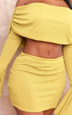 Shape Olive Sheer Mesh Basic Low Rise Mini Skirt