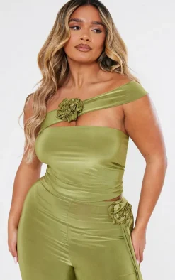 Shape Olive Slinky Rose Bandeau Top