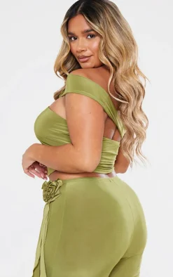 Shape Olive Slinky Rose Bandeau Top