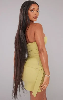 Shape Olive Woven Corset Detail Tie Side Bodycon Dress