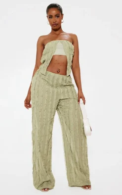 Shape Olive Woven Frill Detail Wide Leg Pants
