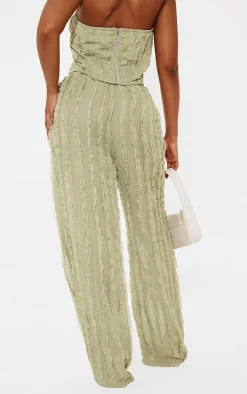 Shape Olive Woven Frill Detail Wide Leg Pants