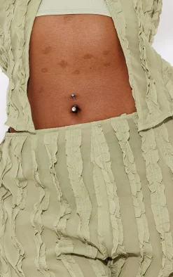 Shape Olive Woven Frill Detail Wide Leg Pants