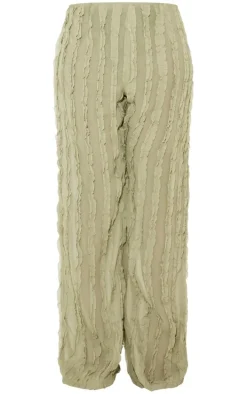 Shape Olive Woven Frill Detail Wide Leg Pants