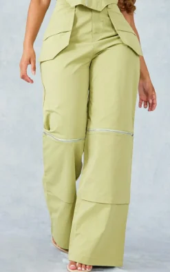 Shape Olive Woven Zip Detail Pants