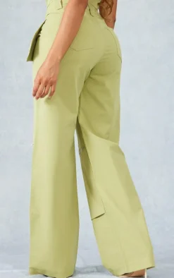 Shape Olive Woven Zip Detail Pants