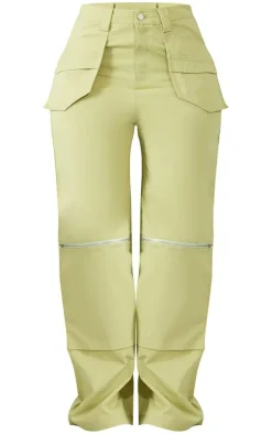 Shape Olive Woven Zip Detail Pants