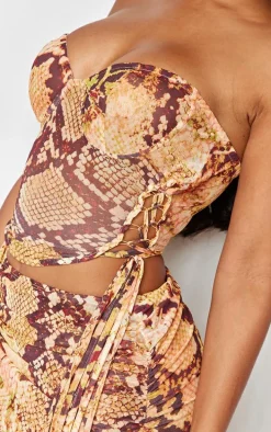 Shape Orange Animal Mesh Bandeau Boning Corset