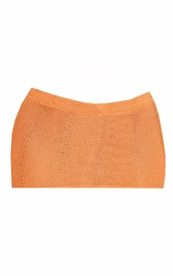 Shape Orange Ladder Knit Micro Mini Skirt