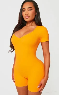 Shape Orange Sculpted Ruched Front Unitard