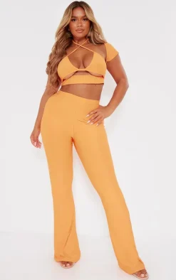 Shape Orange Slinky Low Rise Flared Pants