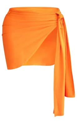 Shape Orange Soft Touch Tie Side Mini Skirt