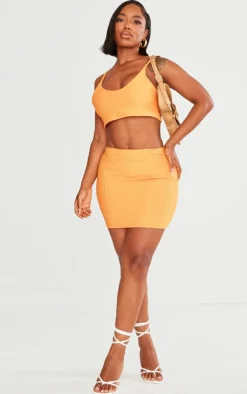 Shape Orange Strappy Ribbed Crop Top