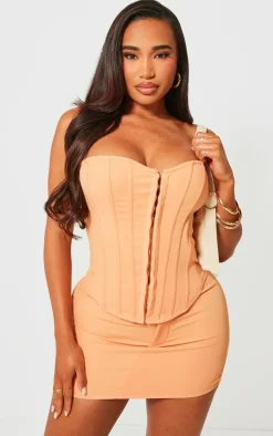 Shape Orange Woven Micro Mini Skirt