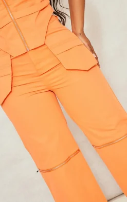 Shape Orange Woven Zip Detail Pants