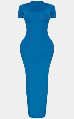 Shape Petrol Blue Sculpted Short Sleeve Maxi Dress