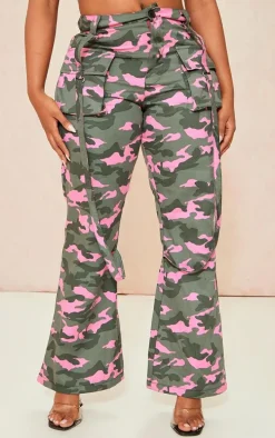 Shape Pink Camo Printed High Waisted Cargo's