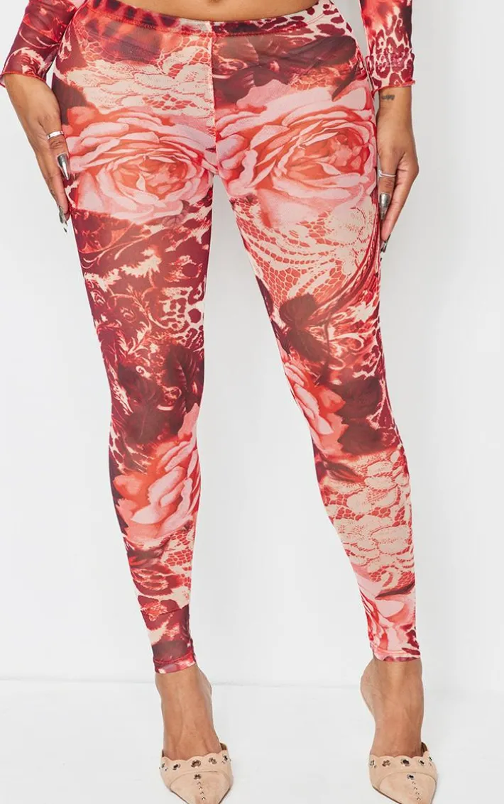 Shape Pink Printed Mesh Tights