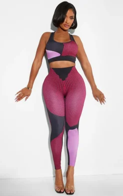 Shape Pink Printed Seamless High Front Crop Top