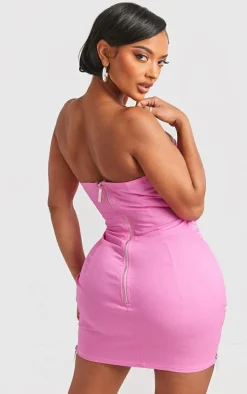 Shape Pink Rope Detail Lace Up Corset Bodycon Dress