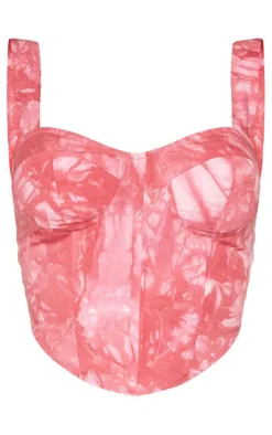 Shape Pink Tie Dye Woven Corset Crop Top