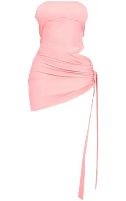 Shape Pink Woven Corset Detail Tie Side Bodycon Dress