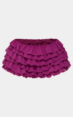 Shape Purple Chiffon Ruffle Low Rise Hot Pants