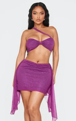 Shape Purple Glitter Asymmetric Bralette