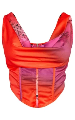 Shape Purple Ombre Floral Printed Bardot Corset