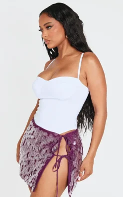 Shape Purple Sequin Tie Side Split Mini Skirt