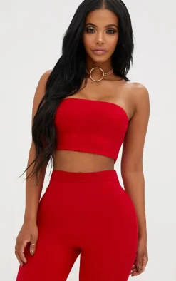 Shape Red Bandeau Crop Top