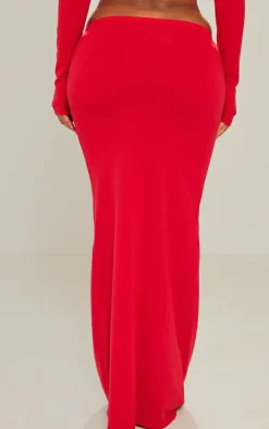 Shape Red Contour Jersey Low Rise Maxi Skirt
