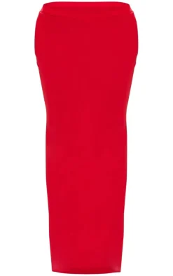 Shape Red Contour Jersey Low Rise Maxi Skirt