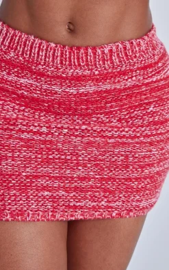 Shape Red Contrast Knit Mini Skirt