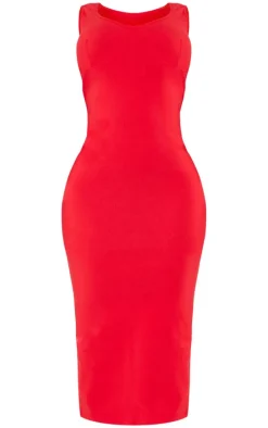 Shape Red Cup Detail Strappy Midi Dress