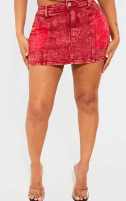 Shape Red Denim Micro Mini Skirt