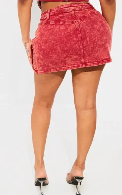 Shape Red Denim Micro Mini Skirt