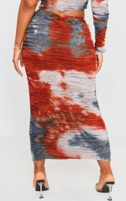 Shape Red Distressed Maxi Skirt