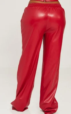 Shape Red Faux Leather Straight Leg Pants