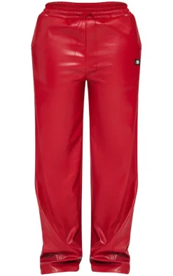 Shape Red Faux Leather Straight Leg Pants